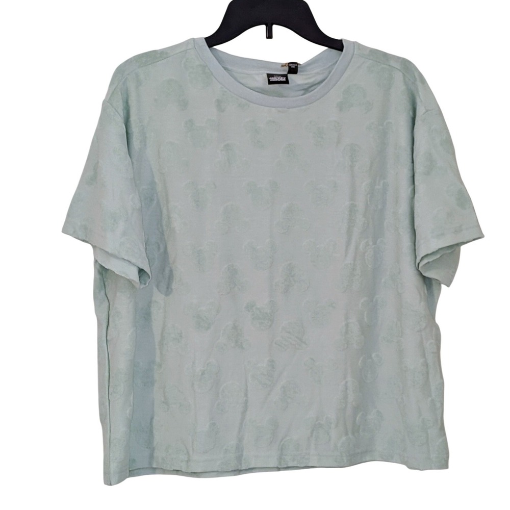 Disney Mickey Mouse‎ Mint Green Soft Terry T-Shirt Large Short Sleeve NWT